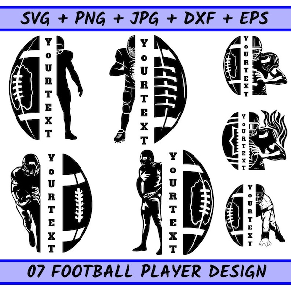 Football Player SVG Bundle, Football svg, Custom Football Name, Football Player Png, Football Shirt, Football Half Player, Football Clipart