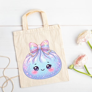 Glitter Dumpling Clipart PNG Bundle, Cute Kawaii Dumpling Clip Art, Sparkly Food Characters, Whimsical Asian Food Graphics, Digital Download image 5