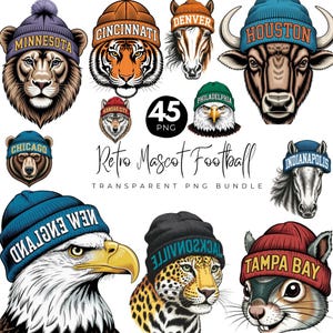 23 Retro Mascot Football Png Bundle, Mascot & Football PNG, Football Animal png, Game Day Football Png, Retro Football Mascot, Digital Png