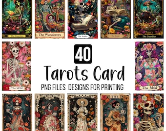 40 Mama lustige Tarotkarten PNG Bundle, Skelett Mutter Sublimationsdesign, Witchy Vibes Schädel Mama, Skeleton Clipart Bundle, digitale Datei