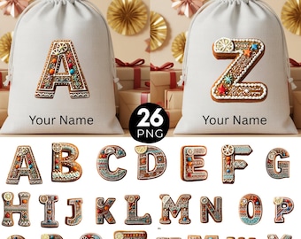 Christmas Bag Alphabet PNG, Letters Clipart, Kids Christmas Bag, Santa  Alphabet PNG, Personalized Name Bag Design, 26 Sublimation PNG