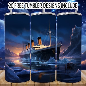 Titanic Ship Tumbler, 3D Titanic 20oz Sublimation Tumbler Design, 3D Iceberg, Seamless Tumbler Wrap PNG, Digital Download