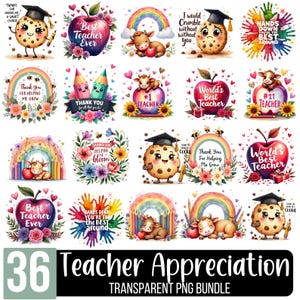 36 Teacher Appreciation PNG Bundle, Teacher Shirt Png Bundle, Boho Teacher Png, Teacher Sublimation Bundle, TeachersDay Gift