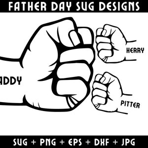 Väter und 2 Kinderhände svg, personalisierte Vaters Fist Bump Set svg, Baby Kleinkind Kind Dad Fist Bump SVG, Dad Geschenk von Kindern