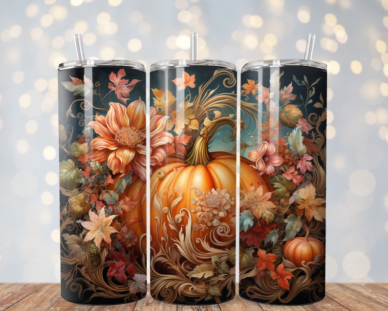 Fall Pumpkins Tumbler PNG Bundle, Fall Tumbler Wrap Png, 20oz Skinny ...