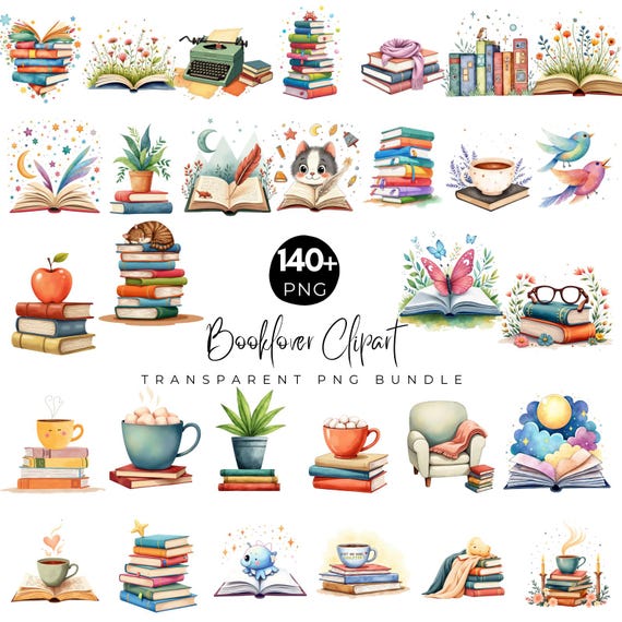 140+ Floral Book Clipart, Book Quotes Png Bundle, Watercolor Flower Book,  Reading Stickers, Bookworm Quotes, Book Lovers png