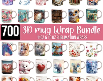 700+ 3D Mug Wrap Sublimation Design, Wildflowers Mug Wrap, 11oz and 15oz Mug PNG, Butterfly Mug, Animal Mug, Coffee Mug Designs
