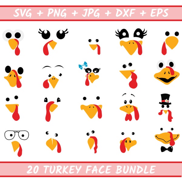 Thanksgiving Turkey svg bundle, Turkey Face svg, Cute Turkey svg, Happy Turkey Day Svg Thankful Svg, Thanksgiving SVG,Thanksgiving Cut Files