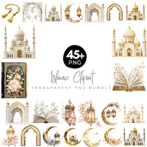 45+ Islamic Clipart Bundle, Mosque & Lantern PNG, Ramadan Eid Digital Art, Islamic Sublimation Design, Digital Download