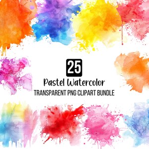 Watercolor Splash Clipart Png Bundle, Clipart inchiostro alcolico, Schizzi di vernice, Disegni astratti, Macchia di acquerello, Download digitale