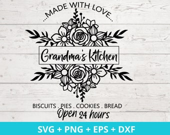 Grandmas Kitchen SVG, Kitchen Svg, Baking Svg, Made with Lovegrand Svg, split Monogram Svg, Grandma Svg, Kitchen Sign Svg, cutting board Svg