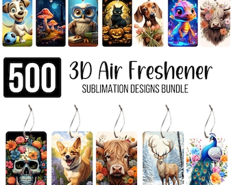 500  Air Freshener Sublimation Bundle, Car Air Freshener Designs, Animals Design, Floral Car Air Freshener PNG, Printable Digital Download