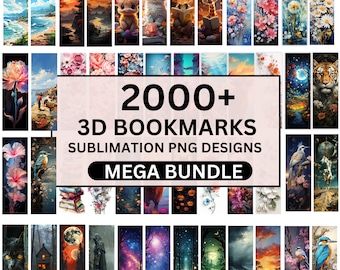 2000+ Bookmark Mega Bundle, Bookmark Sublimation Png Designs, Floral, Cat & Dog Bookmark, Fantasy Forest, Animals Bookmark Png Printable