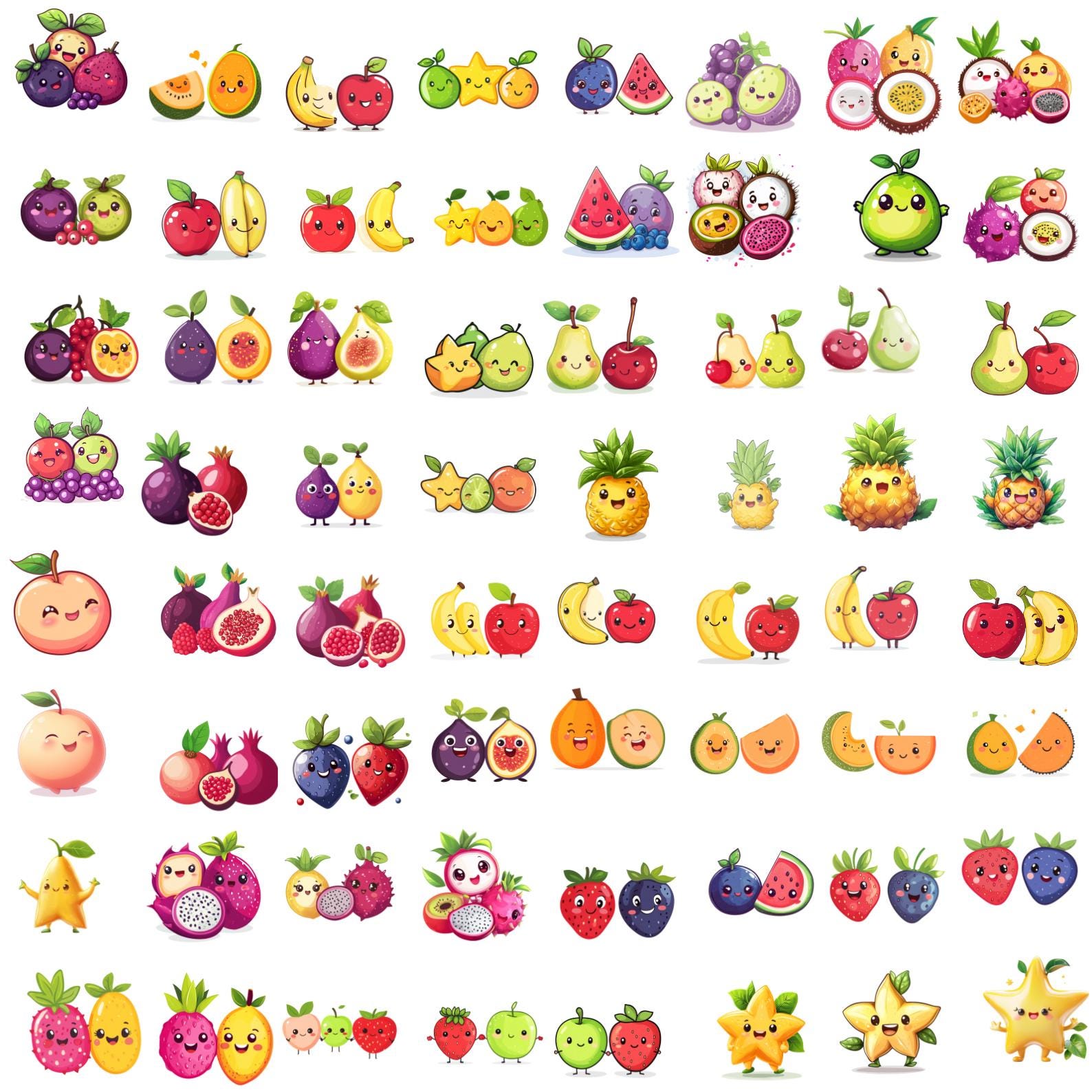 340 Fruits PNG Clipart Bundle, Fruit Clipart Set, Banana, Apple ...