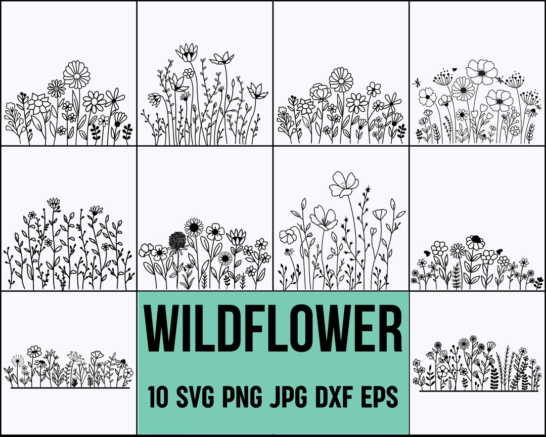 Wildflowers Svg Wild Flower Svg Bouquet SVG Floral Frame - Etsy