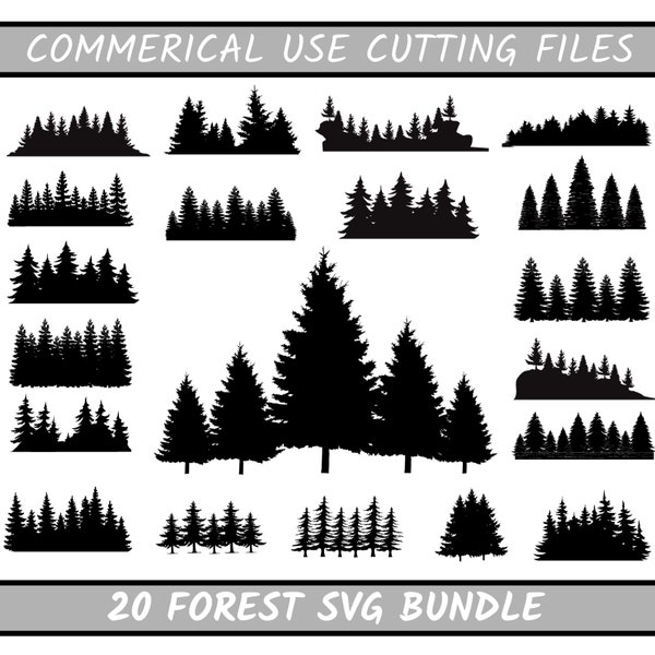 Forest Tree svg Outdoor Camping, Forest Tree Silhouette SVG Bundle, Forest Cut Files for Cricut, Layered cut files Forest svg