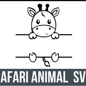 Giraffe svg, Split Safari animals, Safari animals outline Svg, Safari animal monogram, Student name tag, School Classroom label Kids_SD