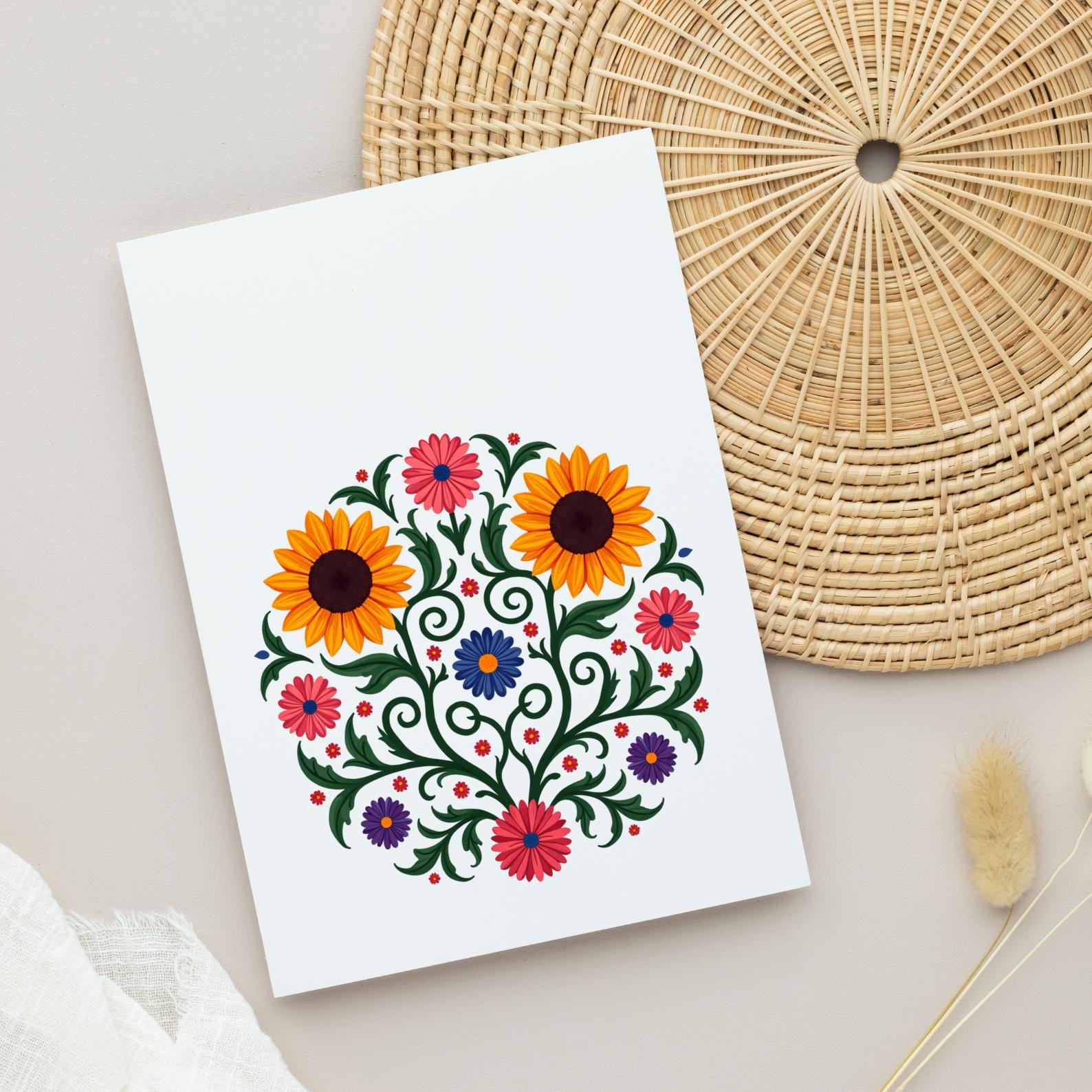 Mexican Fiesta Flowers Clipart, Vibrant Otomi Floral PNG, Cinco De Mayo ...