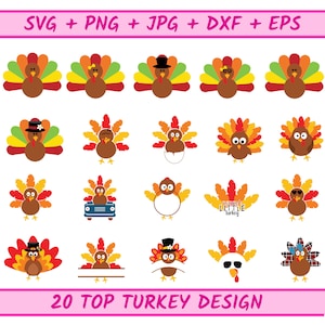 Danksagungs-Türkei-Svg-Bundle, Truthahn-Gesichts-Svg, niedlicher Truthahn-Svg, glückliche Truthahn-Da, DankbareSvg, Thanksgiving SVG, Thanksgiving Cut Files-BD