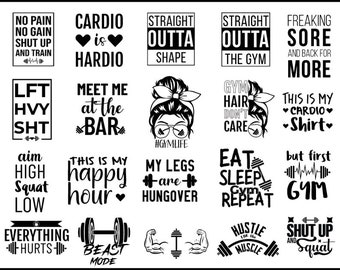 Workout SVG Bundle, Gym Motivation SVG Bundle, Fitness SVG, Exercise Svg, Workout Shirt Svg, Gym Quotes Svg, Fitness Png, Gym Cut File Png