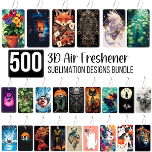 500 Air Freshner Designs Bundle, 3D Cute Cartoon Animals, Vintage Cars, Lions, Cats, Fantasy, Colorful Characters, Stylish Air Freshner
