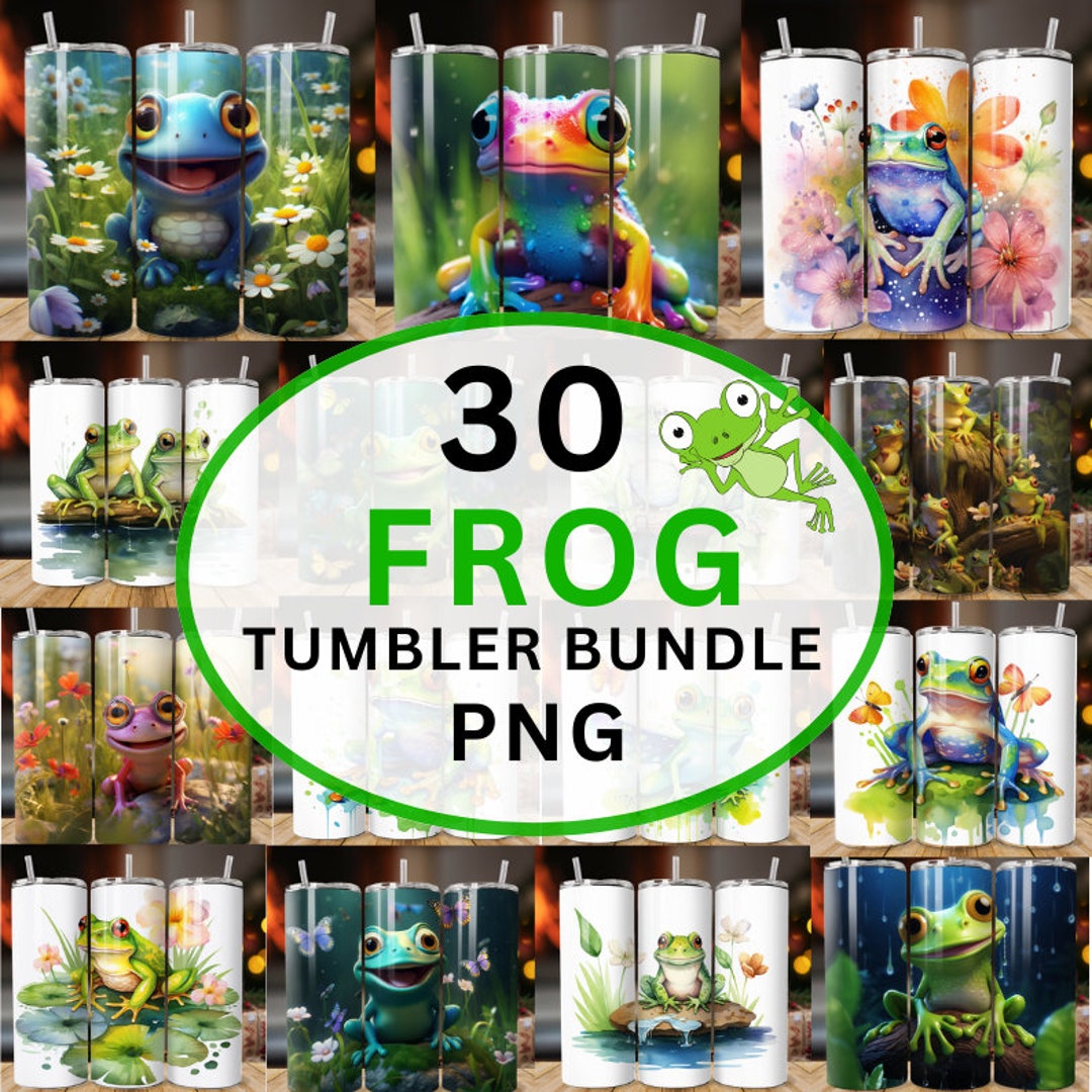 Frog Watercolor 20oz Skinny Tumbler Sublimation Png, Cute Frog Tumblers ...