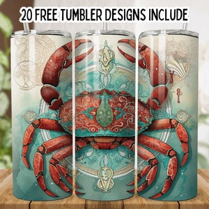 3D Krabbe 20 Unzen Skinny Tumbler Wrap Design, Krabbe Design, Gerade Skinny Tumbler Wrap, Krabbe png, Sublimation Design