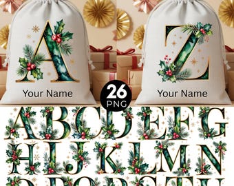 Christmas Bag Alphabet PNG, Letters Clipart, Kids Christmas Bag, Santa  Alphabet PNG, Personalized Name Bag Design, 26 Sublimation PNG