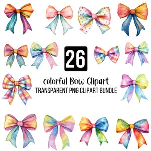 400 Watercolor Bows Clipart PNG Mega Bundle, Colorful Coquette Bow, Silk Coquette Bow Designs, Cute Lace Bow,Girly Clipart, Digital Download image 3