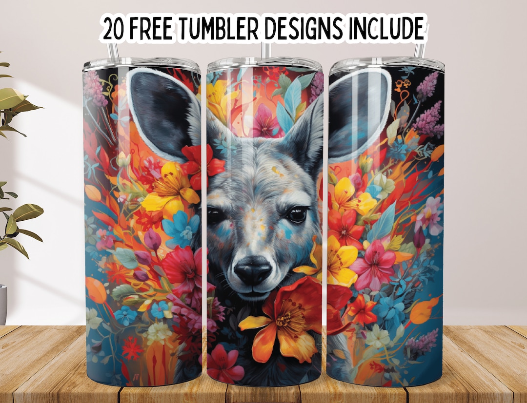 3d Deer and Flowers 20 Oz Skinny Tumbler Wrap Design, Flowers Tumbler ...