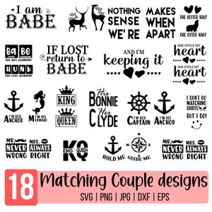 Bijpassende paar SVG-bundel, paar SVG-bundel, man en vrouw, voor hem en haar Svg, cadeaus voor hem, Cricut Cut Svg, Silhouette Studio