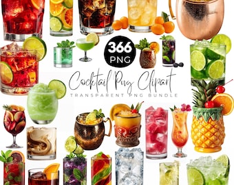 Cocktail Clipart Bundle, Cocktail Png, Alcohol Illustrations, Non Alcoholic Drinks Png, Beers Clipart Bundle, Transparent Png
