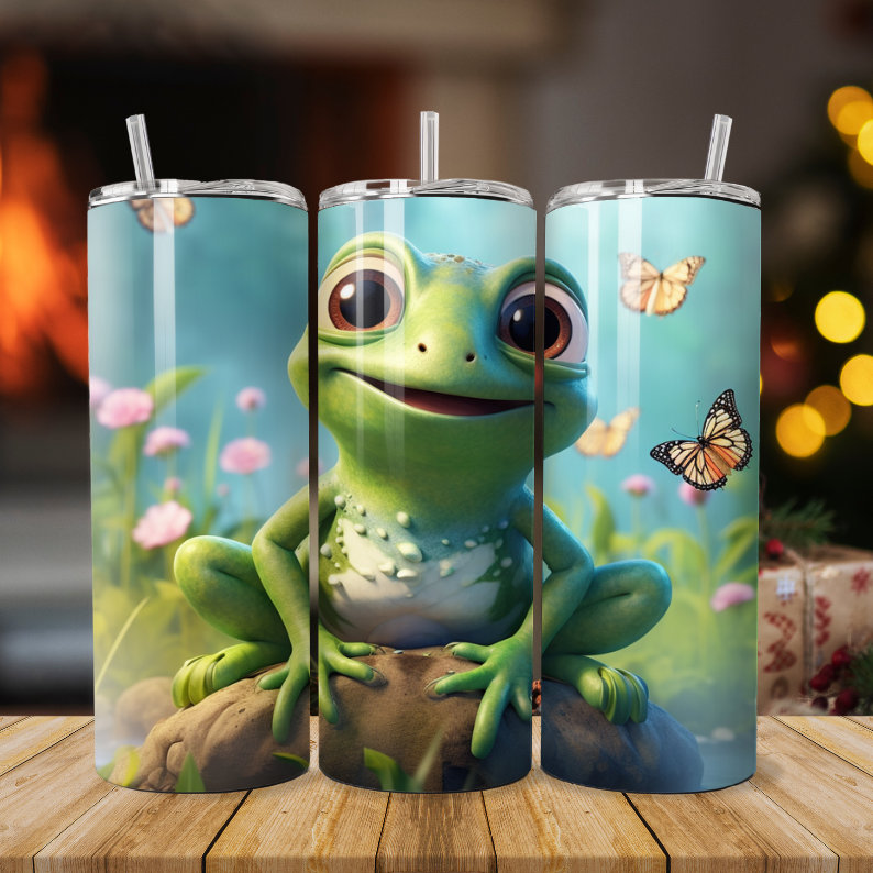 Frog Watercolor 20oz Skinny Tumbler Sublimation Png, Cute Frog Tumblers ...