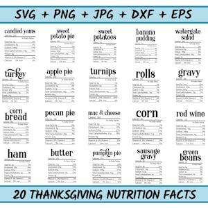 Bundle de valeur nutritive pour Thanksgiving, fichier valeur nutritive, valeur nutritive svg, fichiers svg citrouille de Thanksgiving