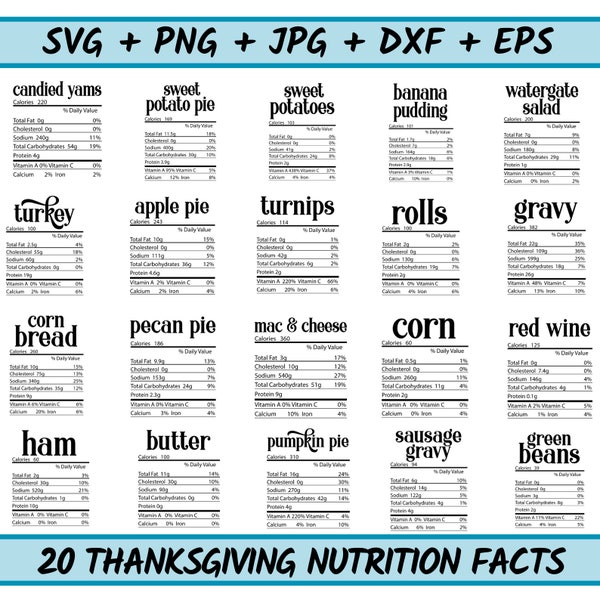 Thanksgiving Nutrition Facts bundle svg, Nutrition food facts bundle, Nutrition Facts funny svg bundle, Thanksgiving Pumpkin  svg  files