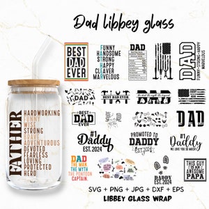 30 Dad Libbay Glass Can Wrap SVG Bundle, Vatertag SVG, Kaffeeglas Full Wrap, der beste Vater der Welt, tägliche Affirmationen des Vaters, bester Vater aller Zeiten