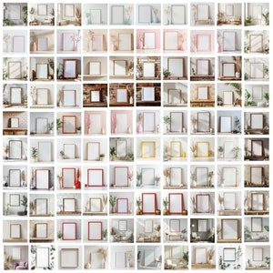 100 Rahmen Set Mockup Bundle, Rahmen Mockup für digitale Kunstanzeige, Wand Mockup Rahmen, Fotorahmen Mockup, Holzrahmen Mockup Bundle Set