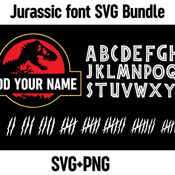 Jurassic Park Font Svg, Jurassic Font Clipart, Dinosaurs Font svg, Alphabet, Cut file for cricut, dinosaurs letters