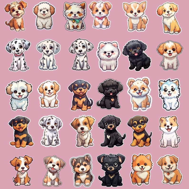 220 Cute Puppy Stickers Bundle, Dog Stickers, Puppy Emoji Stickers ...