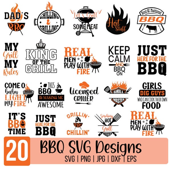 Barbecue SVG Bundle, BBQ Designs, Grill Svg, Funny Barbecue Quotes, Funny apron svg, Dad's Bar and Grill svg, Digital Download, Cricut Cut