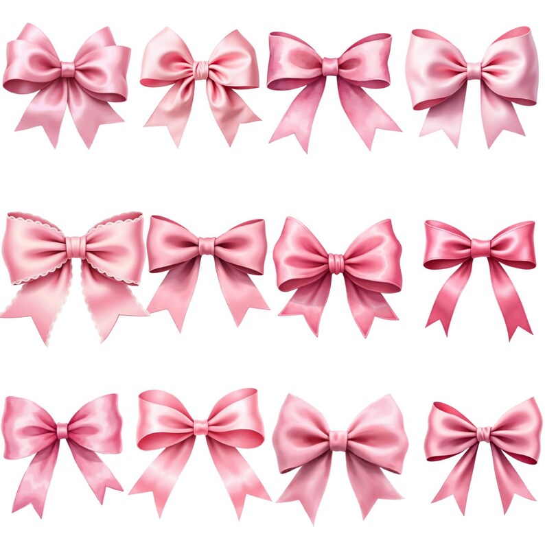 45 Pink Coquette Bow Clipart Bundle, Watercolor Pink Bow Ribbon Png ...
