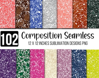 102  Seamless Composition Book Patterns, Back To School PNG, Composition Digital Paper, Journal Pattern PNG, Planner Designs, School Bundle