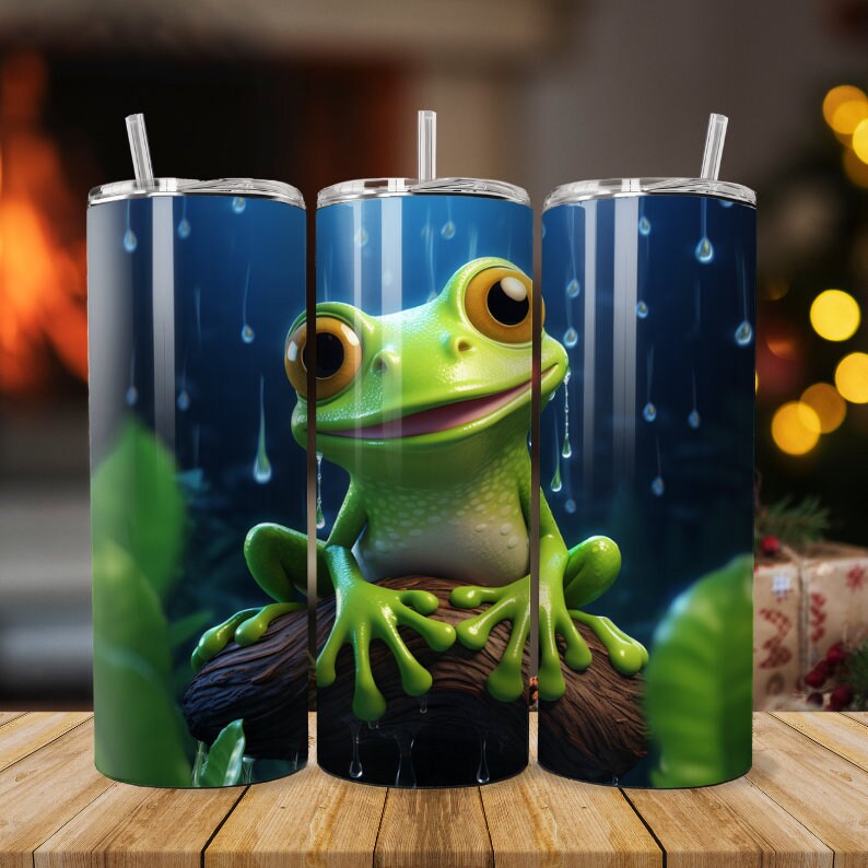 Frog Watercolor 20oz Skinny Tumbler Sublimation Png, Cute Frog Tumblers ...