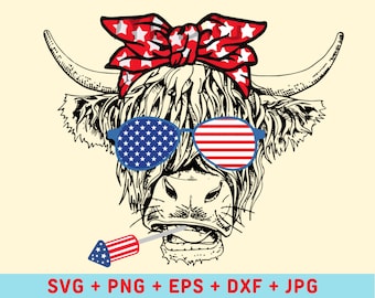 Vaca 4 de julio América Svg, Vaca patriótica, Vaca de las Tierras Altas, VACA SVG, Vaca 4 de julio América verano, 4 de julio Svg, Vaca Svg