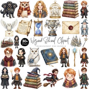30+ Wizard School Clipart PNG Bundle, Magic Wizard Clipart, Fantasy School Graphics, Cute Wizard PNG, Magical Sublimation Designs