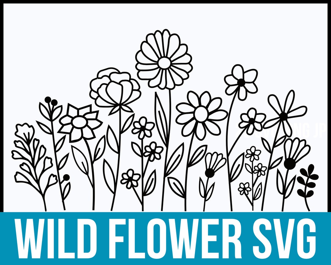 Wildflowers Svg, Flower Sketch Svg, Nature Svg, Bouquet SVG, Floral Svg ...