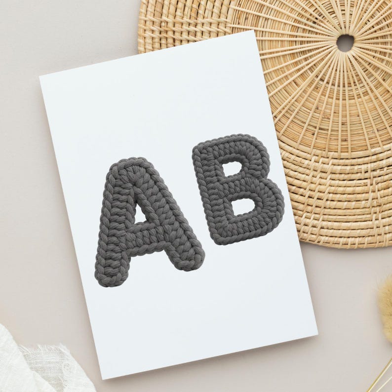 Faux Yarn Latch Hook Alphabet PNG Bundle, Cozy Brown Knitted Letters ...