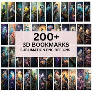 200+ Birds Bookmark Bundle, Bookmark Sublimation Designs, Flamingo, Parrot & Owl Bookmark png, Printable Bookmark Png, Digital Download