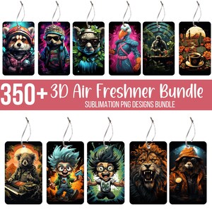 350+ Air Freshener Designs Bundle, 3D Beautiful Air Fresheners PNG, Cool Panda & Lion Air Freshners, Colorful and Stylish Designs