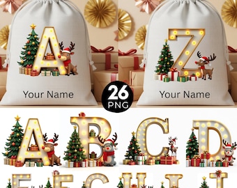 Christmas Bag Alphabet PNG, Letters Clipart, Kids Christmas Bag, Santa  Alphabet PNG, Personalized Name Bag Design, 26 Sublimation PNG